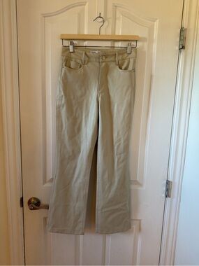 Zara Cream Faux Leather Straight Leg Pants Size 2
